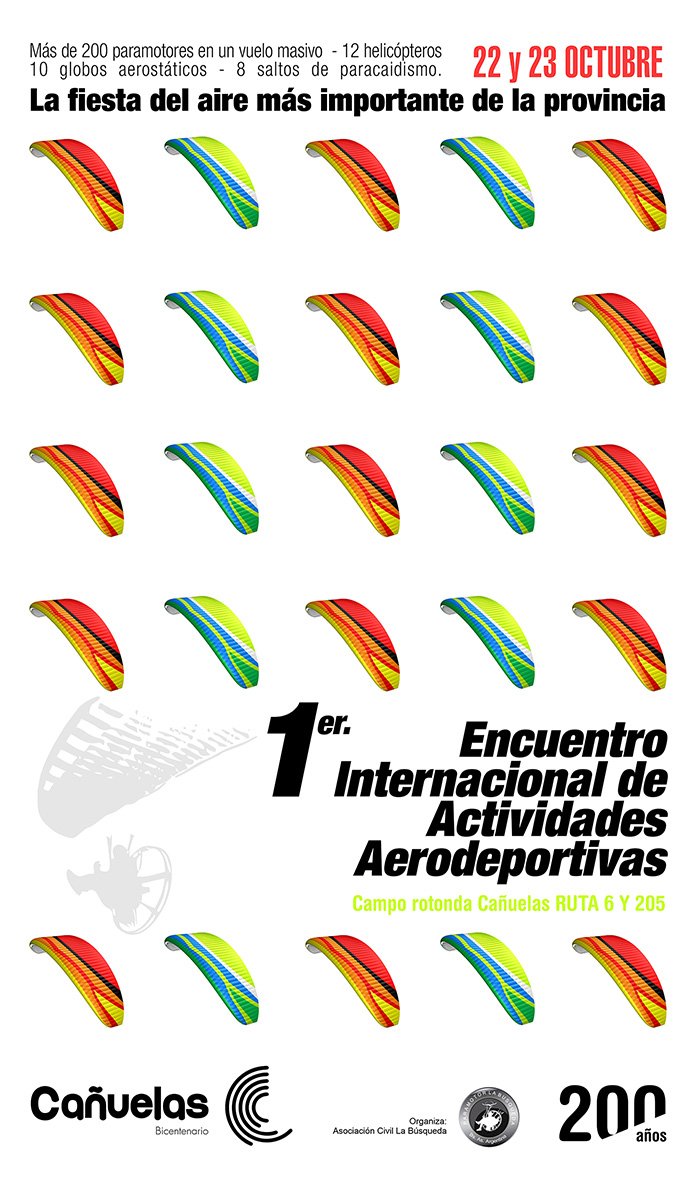 Poster EIAA22 - Cañuelas - Encuentro Internacional de Actividades Aerodeportivas - Paramotor - Paratrike